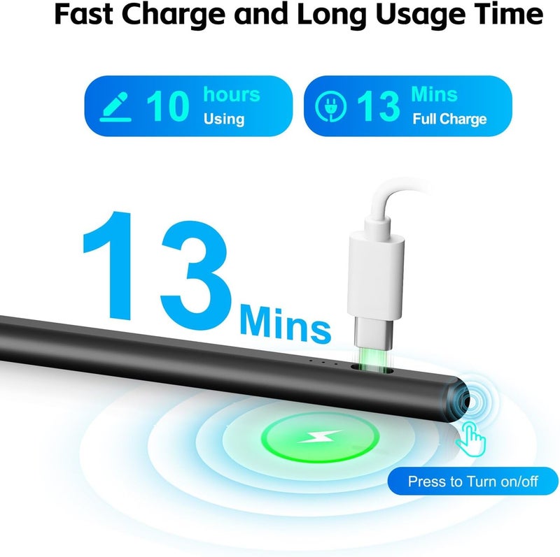 Aspaper Stylus Pen for iPad 2025-2018 with 13mins Fast Charge,Tilt Sensitive Palm Rejection Pencil for 11th A16,10th/9th/8th/7th/6th, Air 11/13 M2/M3,Pro 11/13 M4/M5,Pro 12.9“,Air 5/4/3,Mini 7/6/5 - Image 4